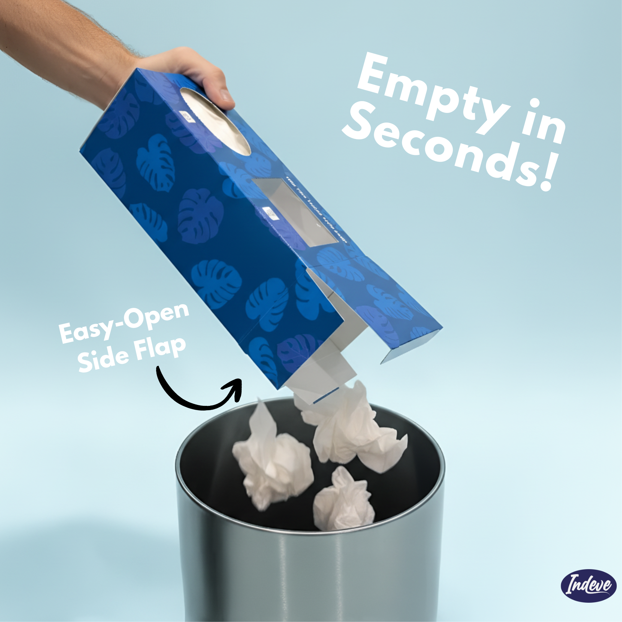 Indeve Tissue Box with Built In Trash Can - No More Messy Tissues (4 Boxes per Pack)
