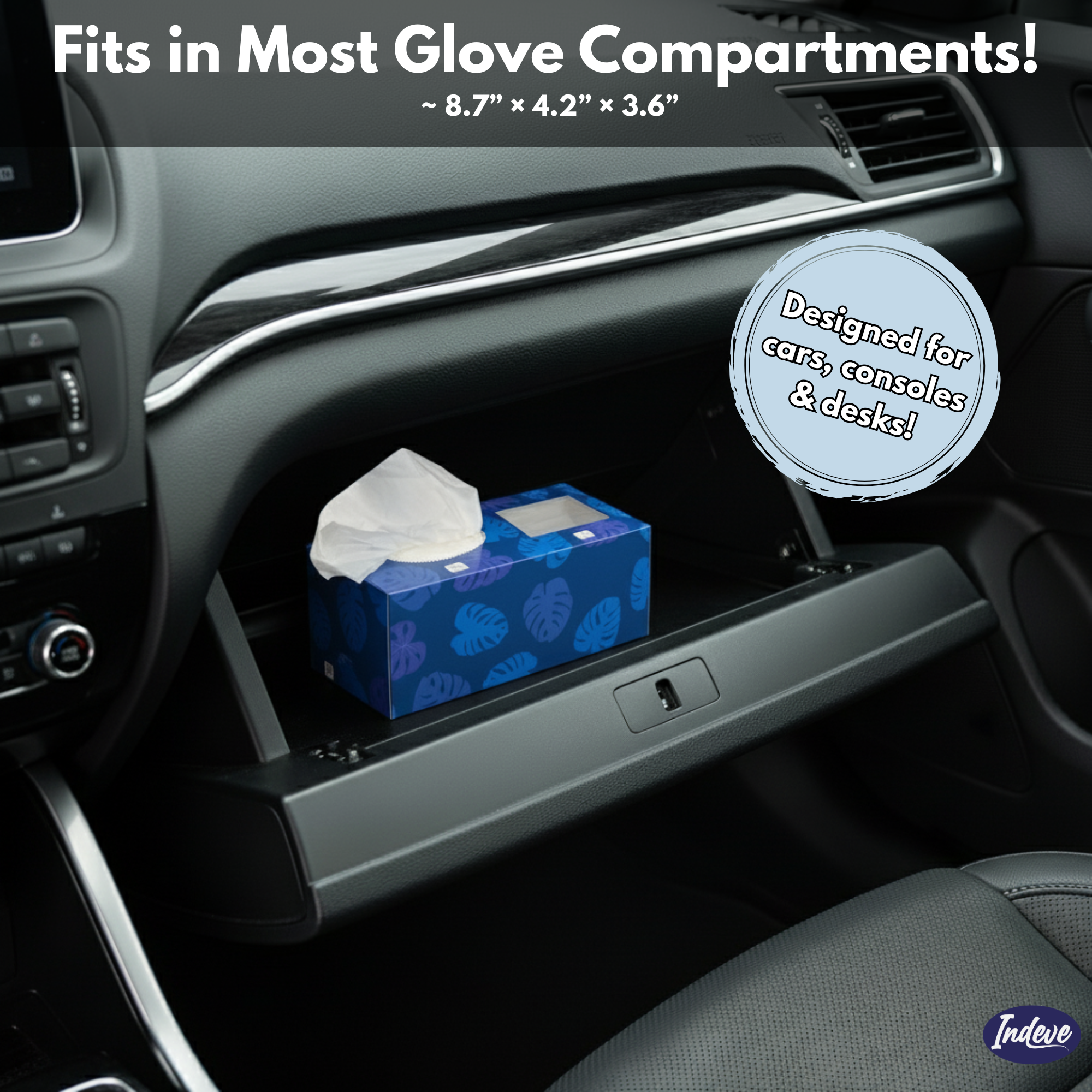 Indeve Tissue Box with Built In Trash Can - No More Messy Tissues (4 Boxes per Pack)