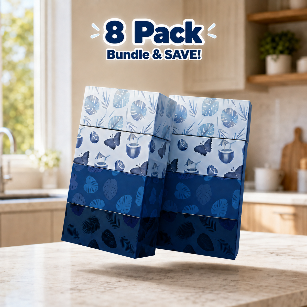 Indeve 2-in-1 Tissue Box with Built-In Trash Compartment | Sick Day & Cold/Flu Essential | Bedside, Car, Office | 75 Tissues Per Box, 2-Ply