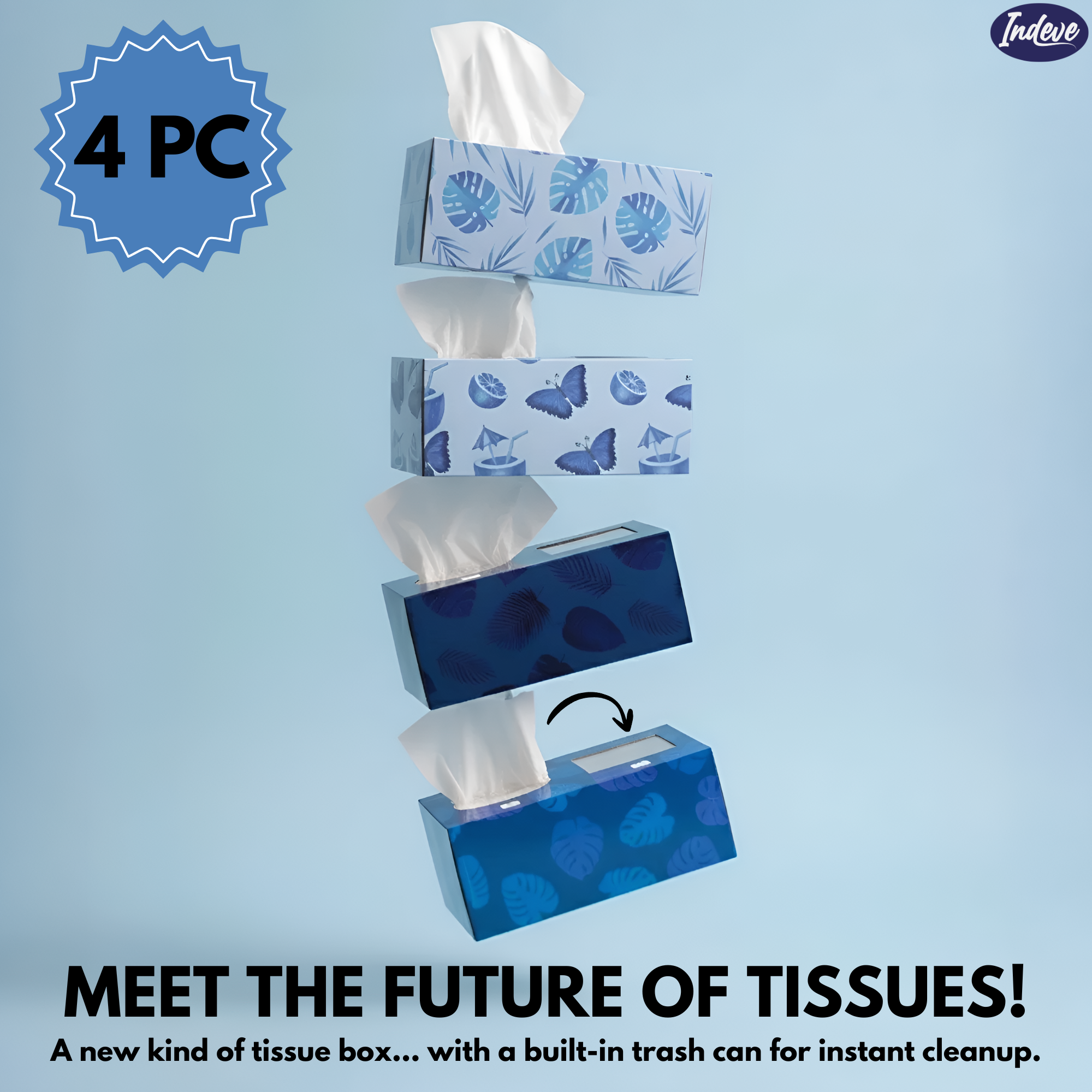 Tissue Box with a Built-In Trash Can - Clean Spaces Made Effortless!